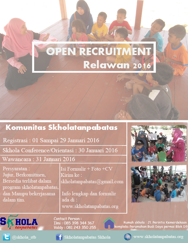 Open Recruitment Relawan Skhola 2016